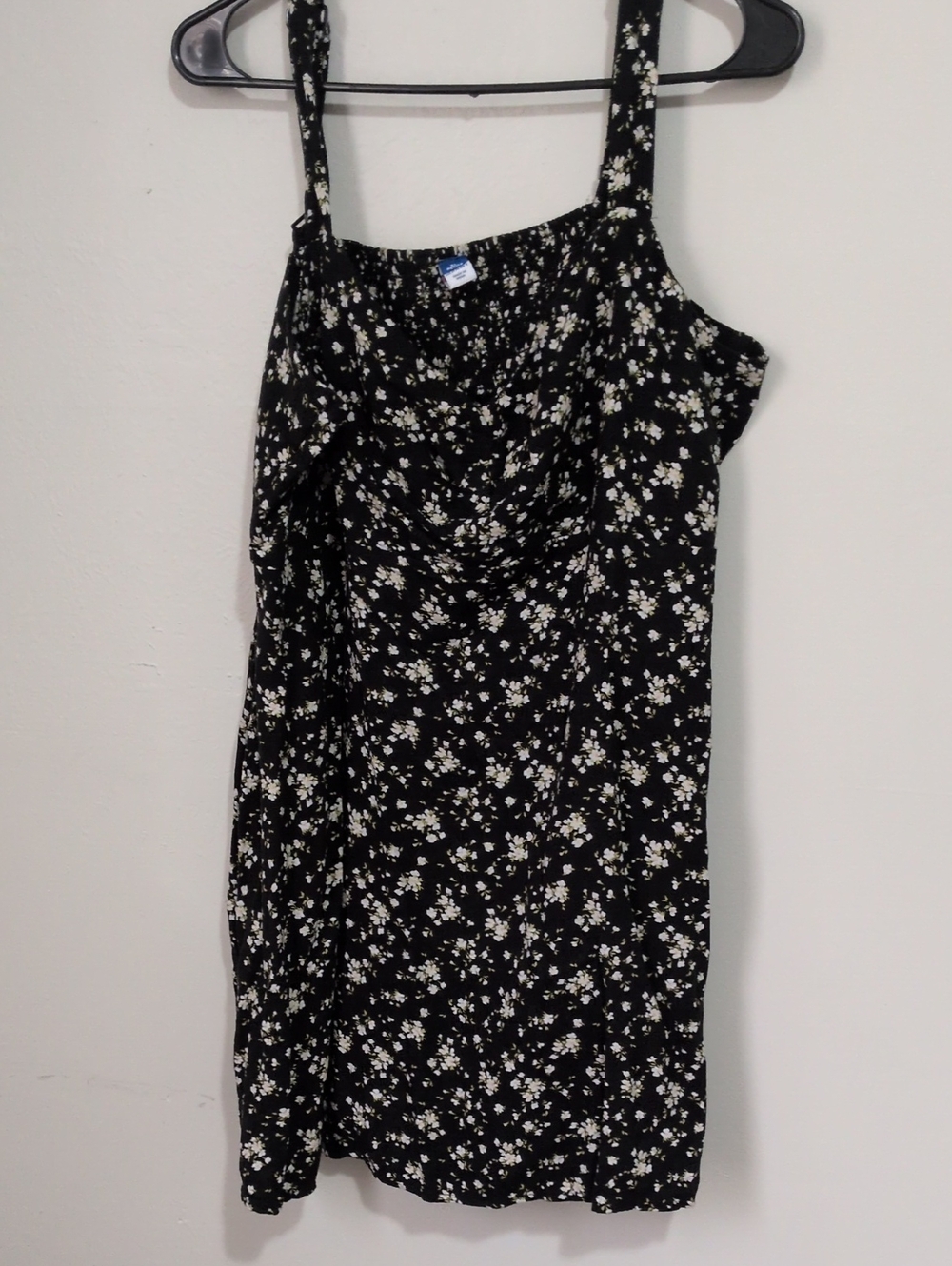 Old Navy Black Floral Mini Dress with White Blossoms